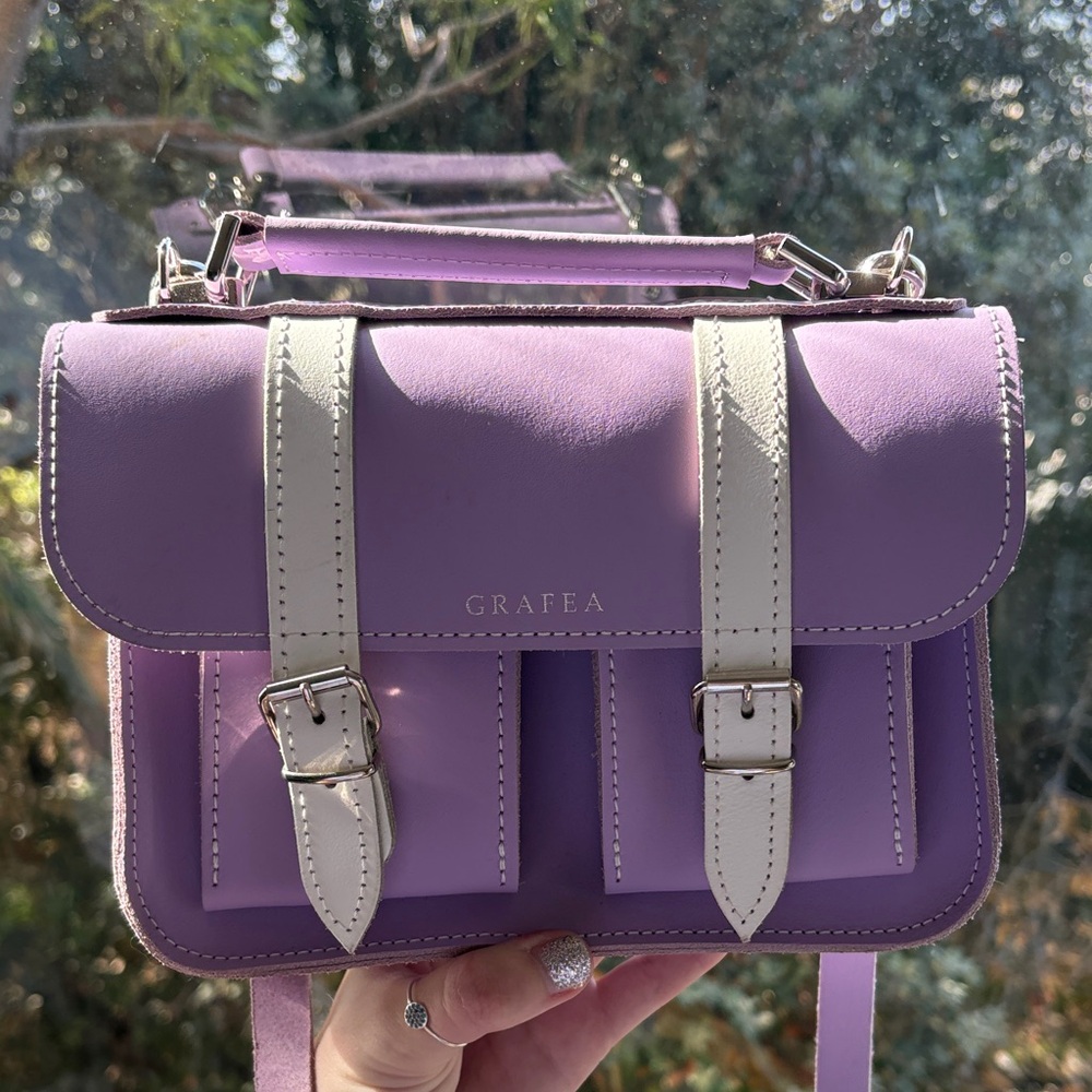 Grafea Purple and Cream Leather Satchel